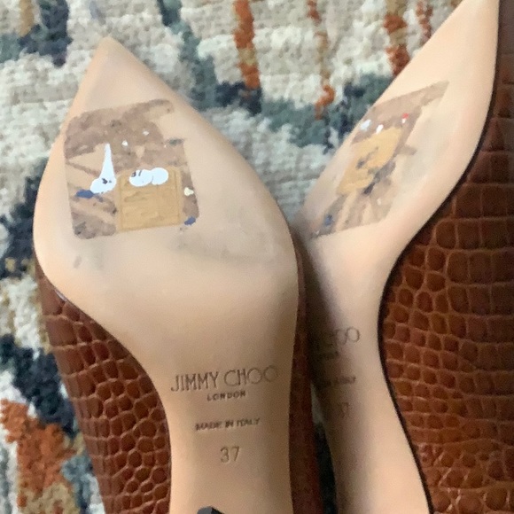 Love Chestnut Croc Embossed Pointed Toe Pump - Picture 7 of 8